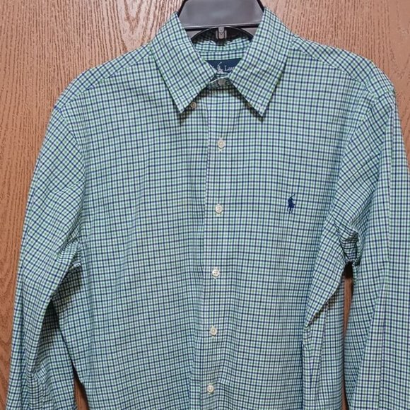 Polo (Ralph Lauren Shirt)-(Green/Blue-Plaid)-(Size M)-(Pre-owned)-$30.00 - Picture 2 of 4